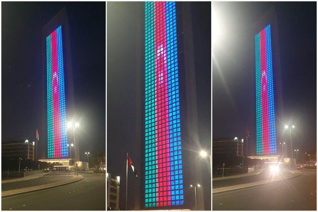 BƏƏ-də Milli Neft Şirkətinin binası üzərində Azərbaycan bayrağı əks olunub - FOTO