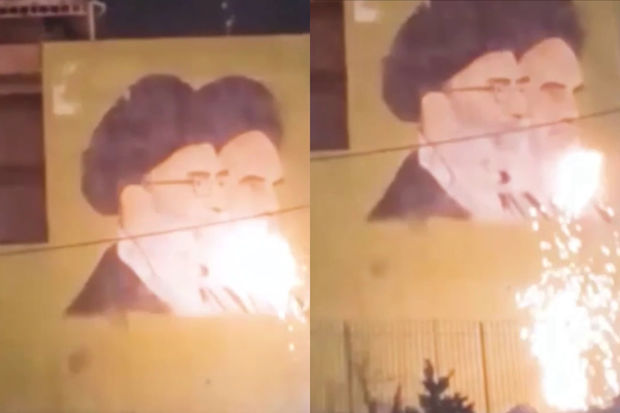 İranda ali dini liderlərin təsvirləri yandırıldı - VİDEO