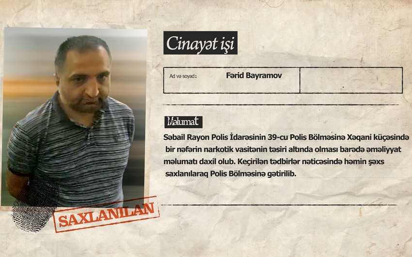 Bakıda narkotik satmaq istəyən şəxs saxlanılıb