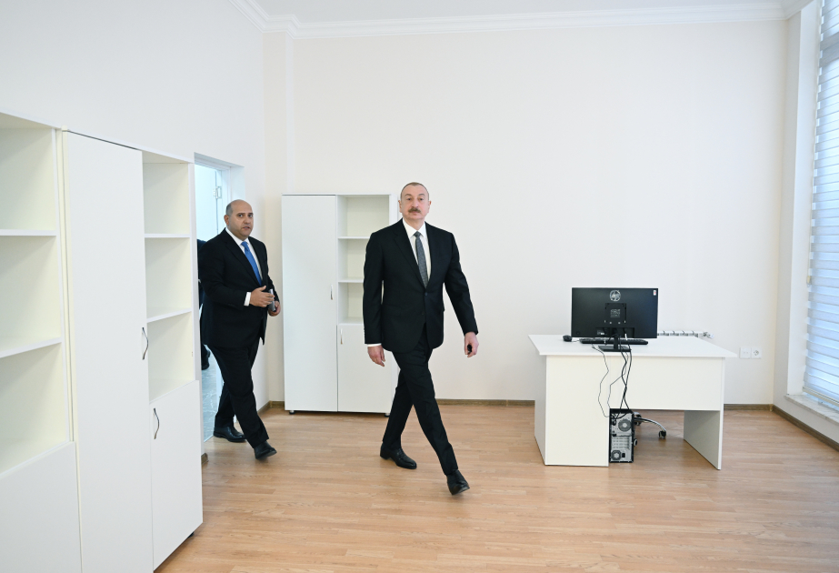 İlham Əliyev Kəngərlidə inzibati binada yaradılan şəraitlə tanış olub