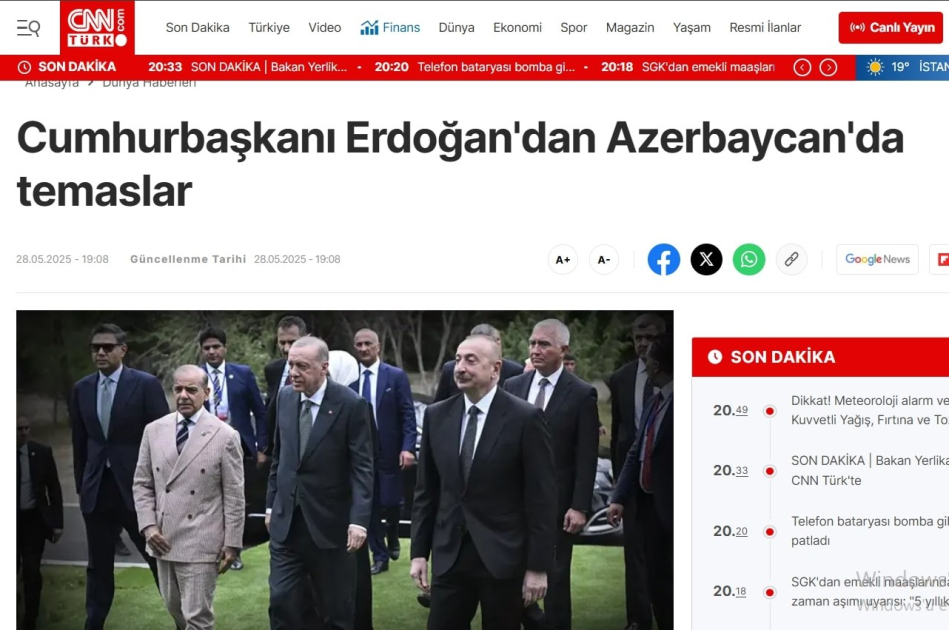 Ərdoğanın Laçına səfəri Türkiyə mediasının diqqət mərkəzində - FOTOLAR