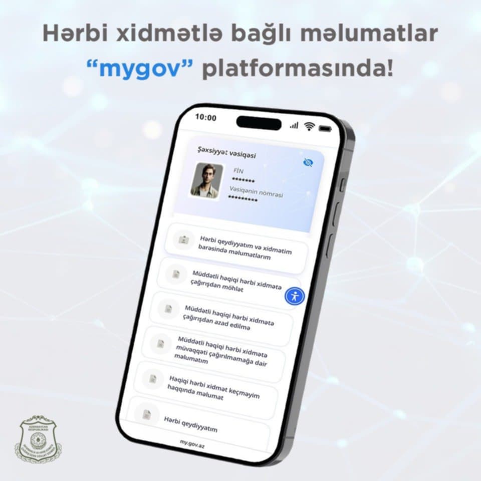 Vətəndaşların hərbi xidmətlə bağlı məlumatları artıq “mygov” platformasında