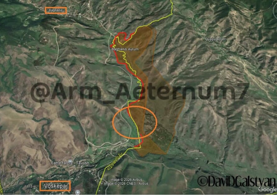 Qazaxda Azərbaycanla Ermənistan arasında çəkilən sərhəd xəttinin tikintisi davam edir