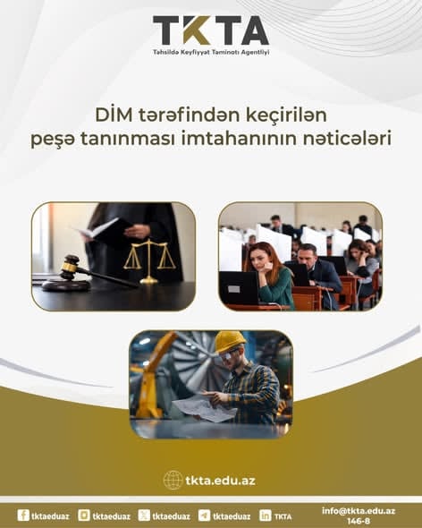 Peşə tanınması imtahanının nəticəsi açıqlanıb