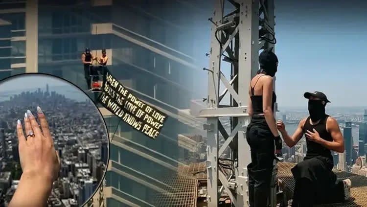 443 metr yüksəkdə evlilik təklifi etdi: Saxlanıldılar - FOTOLAR