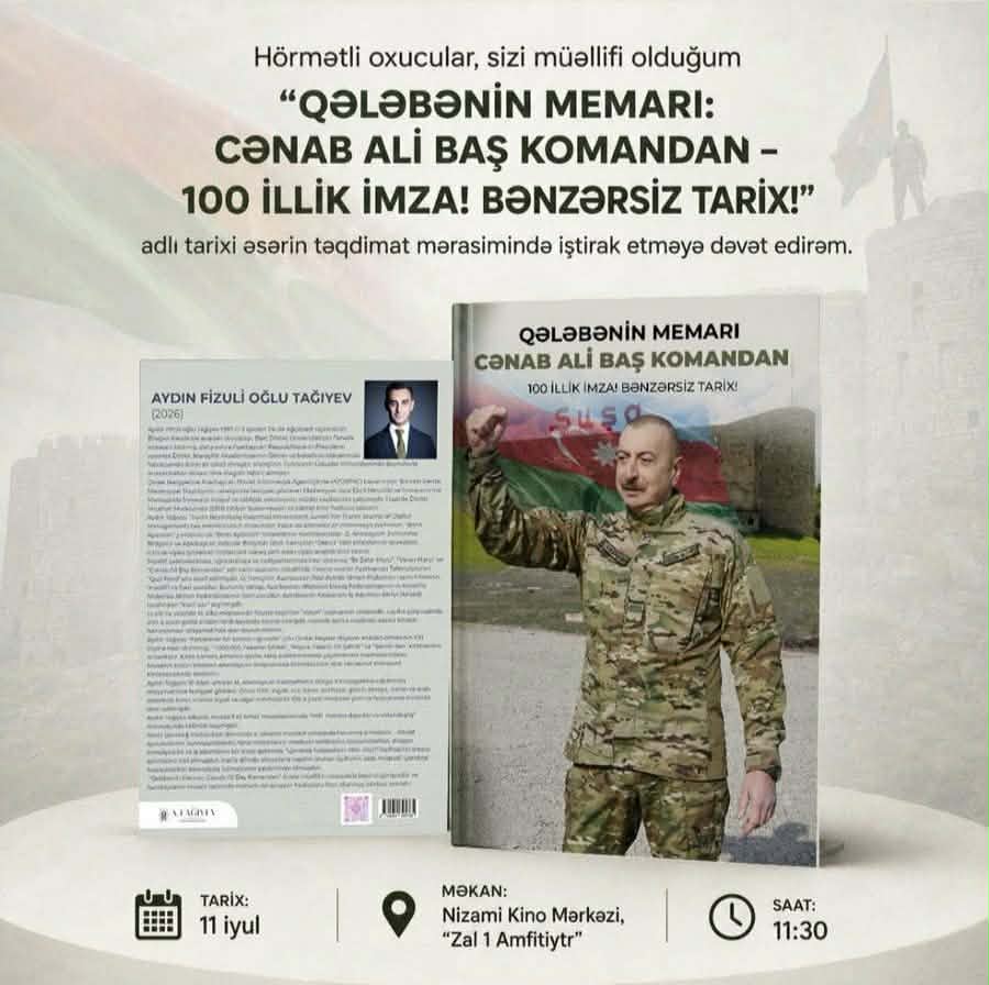 "Qələbənin memarı: Cənab Ali Baş Komandan" adlı əsərin təqdimatı keçiriləcək
